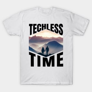 Techless Time Mountain Range Sunrise Couple Tee T-Shirt